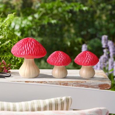 Mainstays Outdoor 3PK Resin Red Mushroom Garden Statuary-image