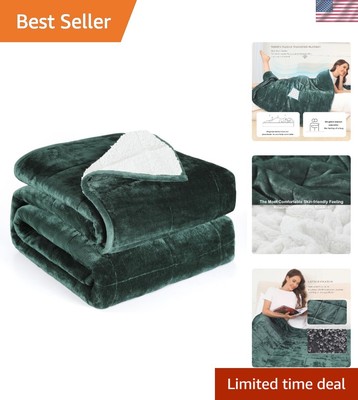 Cozy 12 lbs Weighted Blanket for -Round Comfort - Reversible Green Design-image