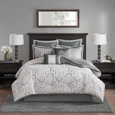 Odette Cozy Comforter Set Jacquard Damask Medallion Design - Modern All Seaso...-image