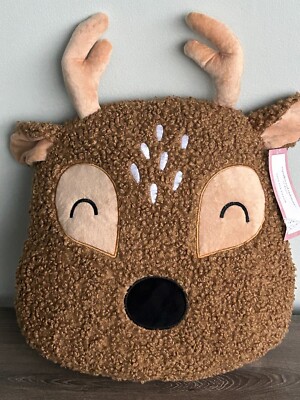 Cupcakes and Cashmere Sherpa Cozy Reindeer Decor Pillow Christmas New!-image