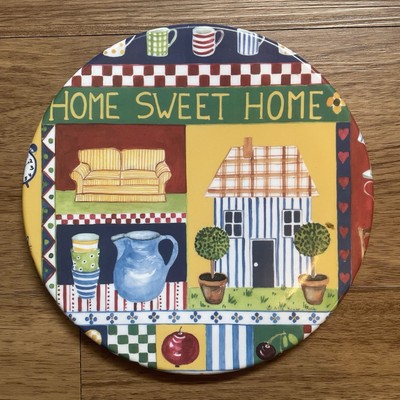 1990s Melamine Serving Tray Trivet Home Sweet Home, Made in Italy-image