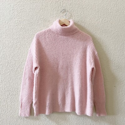 J. Crew Sweater Turtleneck Wool Alpaca Knit Cozy Comfort  Oversized Pink Small-image