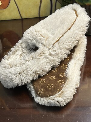 Warmies Lavender Scented Microwavable Slippers Cream Women's Size 6-10  NEW-image
