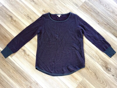 Westbound Sweater Subtle Chevron Cozy Soft Plum Gray Pullover Large-image