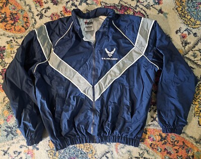 Vintage Mens US Air Force Windbreaker Jacket Skilcraft Jwod Size MEDIUM Hood Zip-image