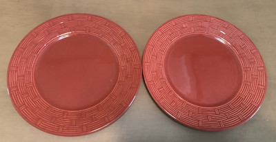 1 Salad Plate Pier 1 Rattan Weave Burgandy-image