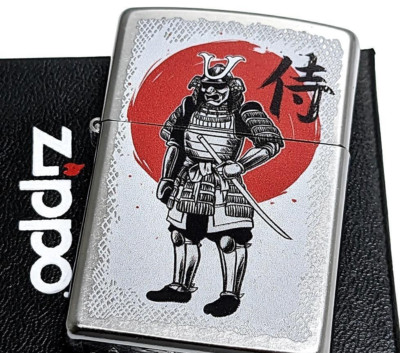 Zippo lighter Samurai crash processing silver print design unused Japan import-image