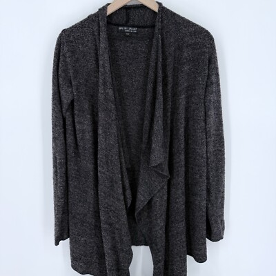 Barefoot Dreams CozyChic Lite Island Wrap Open Waterfall Cardigan Black S/M-image
