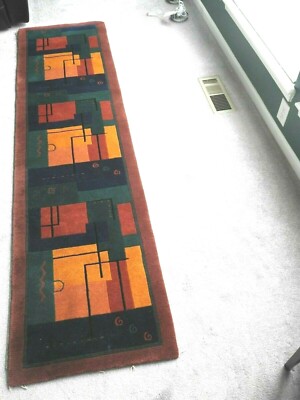 100% pure wool handknotted tibetan rug very modern contemporary design-image