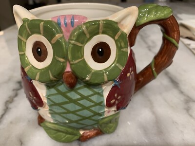 PIER 1 IMPORTS Olli The Owl Large 3D Hand-Painted Coffee Mug-image
