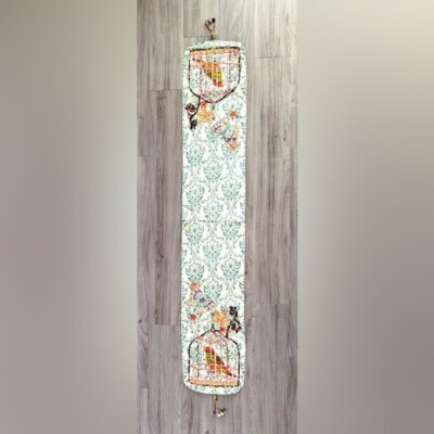 Pier 1 Imports Bird and Butterfly Table Runner Colorful Bohemian Classic Tassel-image
