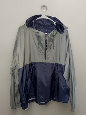 Vintage Swingster Pullover Jacket Mens Size Large Olive Black Hooded Windbreaker-image