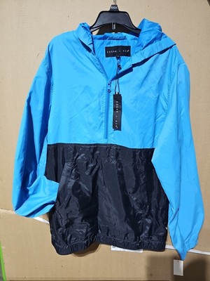 Edgar + Ash Mens Windbreaker Hooded Lightweight Jacket Blue Black Size Small-image