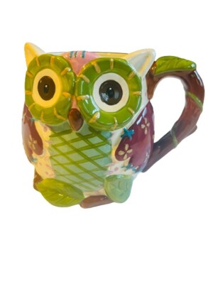 Pier One Imports Olli Owl Coffee Mug Hand Painted Dolomite Large 20 oz-image