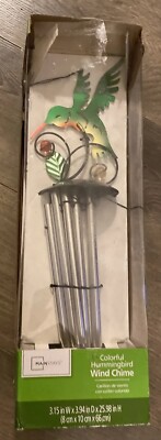 Mainstays Outdoors Wind Chime: Multicolored Hummingbird Wings Feathers NiB-image
