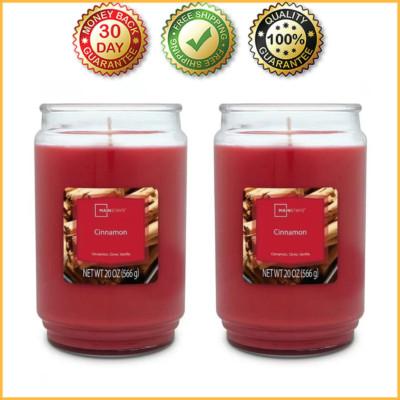 (2 Pack) Mainstays Cinnamon Scented Single-Wick Large Glass Jar Candle, 20 oz-image