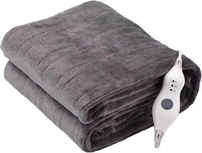Tefici Electric Heated Blanket Throw, Super Cozy Soft 2-Layer Flannel 50