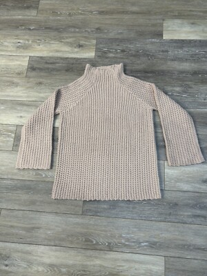 Doe & Rae Sweater Women’s M Chunky Knit Pink Oversized Mock Neck Cozy **Tag Cut-image