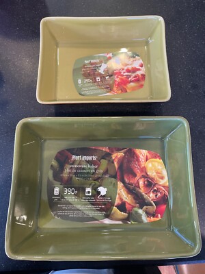 PIER 1 Set Of 2 STONEWARE BAKERS BASKETWEAVE NEW W/ TAGS GREAT FOR HOLIDAY GIFT-image