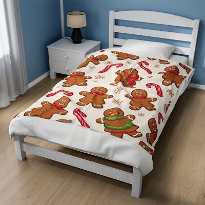 Cozy Gingerbread Plush Blanket for Holiday Comfort-image