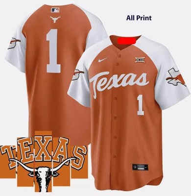 Texas #1 Team Baseball Jersey , All Over Print Sports Fan Gear-image