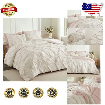 Elegant 3-Piece California King Pinch Pleat Comforter Set - Cozy Microfiber-image