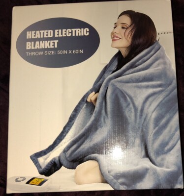 ELECTRIC HEATED BLANKET THROW HONTATUO GREY COZY SOFT NIB NOS-image