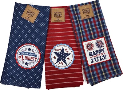 Design Imports Patriotic July 4th Dishtowel Set of 3 Americana Independence Day-image