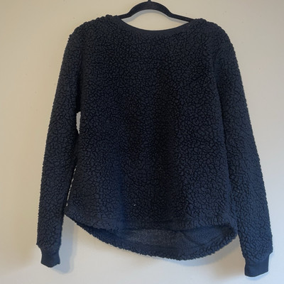 Black Sherpa Sweatshirt Juniors Size Large SO Intimates Pajamas Cozy Winter-image