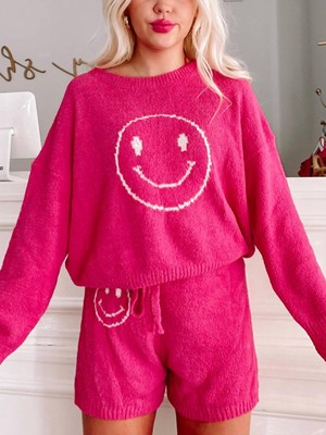 Blue B cozy smiley face lounge set size L-image