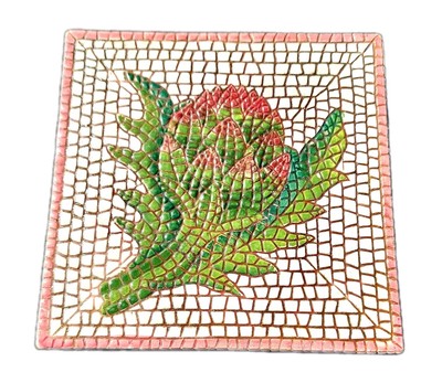 Pier 1 Imports Mosaic Artichoke Design Ceramic Tile Trivet Kitchen Decor 6''-image