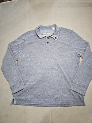 Tommy Bahama Blue Salt Point Snap Mock Neck Sweatshirt Men's Size Medium-image