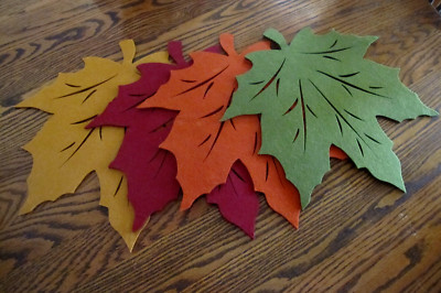 4 Autumn Fall Maple Leaf Leaves Thick Felt Place Mats 4 different colors Pier 1-image