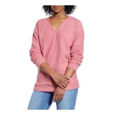CASLON NEW $49 Faux Shearling Teddy Sweater in Pink Size Medium-image