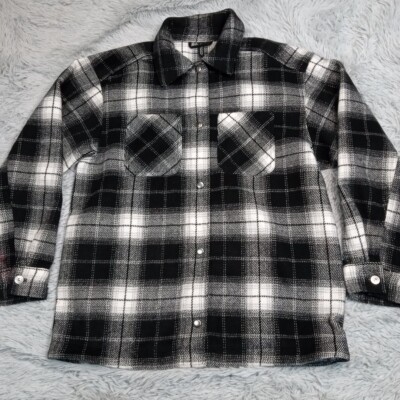 Divided Jacket Womens S Black Plaid Shacket Cozy Comfort Snaps Grunge Punk Chore-image
