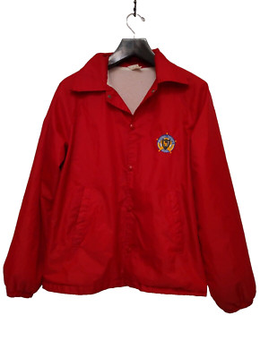VTG Auburn Windbreaker Jacket National Sheriffs Association Red Sz L Nylon USA-image
