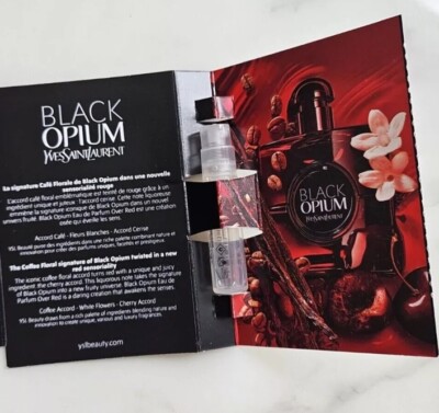 ❤️ YSL BLACK OPIUM OVER ❤️ RED EDP CARDED SAMPLE 0.04fl. /1.2ml ❤️NICE!-image