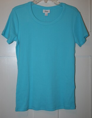 Jenni Intimates Women's Top Ribbed Short Sleeved Pajama Blue Size XS-image