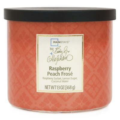 Mainstays by Becky G. & Alejandra 3-Wick Raspberry Peach Frose Candle, Orange Ti-image