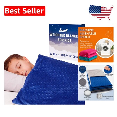 Cozy 5lbs Weighted Blanket for Kids - Easy Clean with Minky Cover 36x48-image
