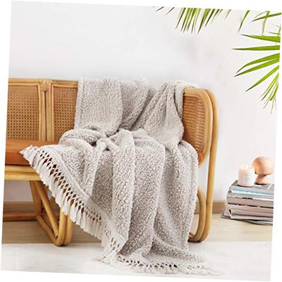 Ultra Soft Cozy Sherpa Throw Blanket with Tassel, Light Weight Warm Decorative -image