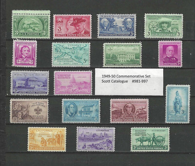 1949-1950 US Commemorative Year Sets (Complete) #981-997 MNH  FREE SHIPPING-image