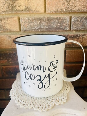 Warm & Cozy Metal Enamel Pot Christmas Or Winter Tree Or Floral Holder-image