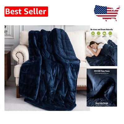 Navy Blue 12 lbs Weighted Blanket - Luxury Sherpa Fleece for Cozy Napping-image