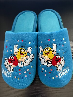 M&Ms Cozy and Fluffy Slippers With Beads Medium Blue Comfortable 7-8-image