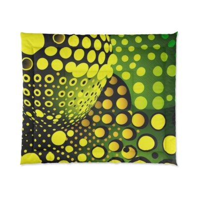 King Size Comforter Psychedelic Polka Dots Colorful Fun Retro Funky Home Decor-image