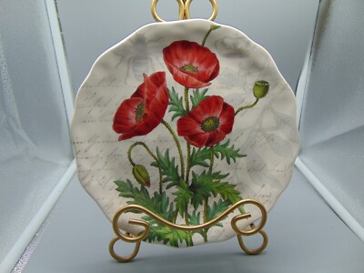 Pier 1 Botanical Floral Red Poppy Salad Plate-image
