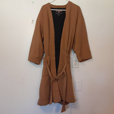 Vintage Duluth Trading Co Trench Coat Mens Size Large Canvas Brown Fleece Lined-image