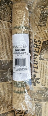 Design Imports Jute Burlap ARTICHOKE GREEN Double Border Table Runner 14