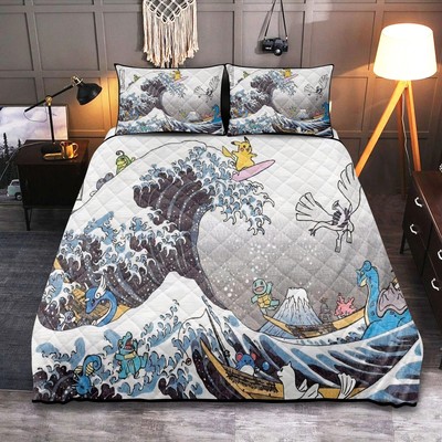 Personalized Great Wave 3-pc Quilt Bedding Set – Cozy Bedding Collection-image